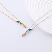 Colorful Rainbow Diamond Necklace: 925 Sterling Silver Pendant with Gold Plated Chain