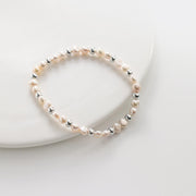 925 Sterling Silver Baroque Pearl Bracelet - Irregular Pearl Beads with Silver Accents