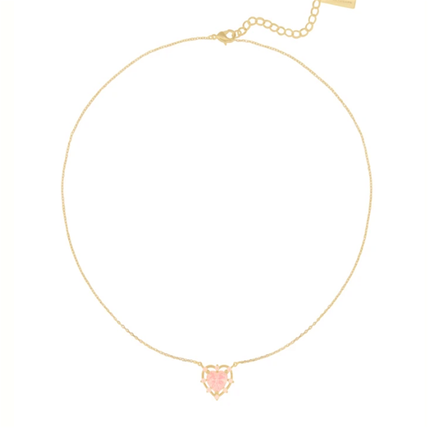 Charming Elegance: 925 Sterling Silver Love Heart Pink Zircon Necklace