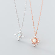 Frosted Elegance: 925 Sterling Silver Snowflake Opal Pendant Necklace