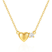 Sterling Silver Heart Diamond Necklace – Gold-Plated Minimalist Jewelry for Women