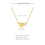 Sterling Silver Heart Diamond Necklace – Gold-Plated Minimalist Jewelry for Women