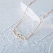 925 Silver Necklace for Women Real 925 Sterling Silver Double Hoop Pendant 18K Gold Plated Necklace