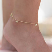 Sterling Silver 925 Animal Elephant Charm Diamond Zircon Gold Plated Anklets