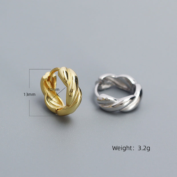 Sterling Silver Irregular Twist Gold Plated Hoop Earrings