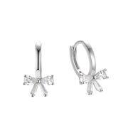 Sterling Silver Bow Knot Bowknot Zircon Gold Plated Hoop Earrings