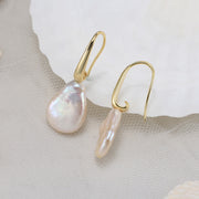 Sterling Silver Natural Freshwater Pearl Gold Plated Stud Hoop Earring