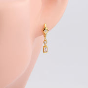 Sterling Silver Drop Geometric Round Square Zircon Star Gold Plated Hoop Earrings