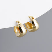 Silver Plain Simple Geometry Hoop Earrings Jewelry 18K Gold Plated