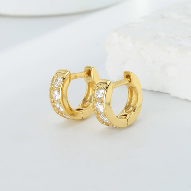 Sterling Silver Thick Hoop Vintage Gold Plated Earrings Piercing