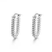 Sterling Silver Chic Punk Heavy Twist U Shaped 18K Gold Plated Earrings