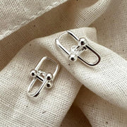 Sterling Silver Chic Geometric U-Shaped Horseshoe Gold Plated Hoop Earrings