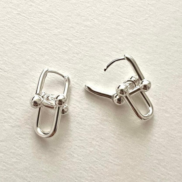 Sterling Silver Chic Geometric U-Shaped Horseshoe Gold Plated Hoop Earrings