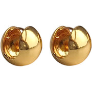 Sterling Silver Chunky Earrings Simple Round Ball 18K Gold Plated Hoop Earrings