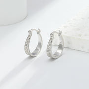 Sterling Silver Casual Full Zircon Big Hoop Earrings For Ladies