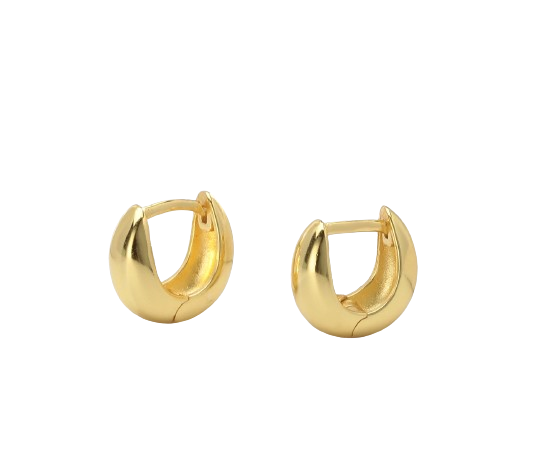 Sterling Silver Round Circle Plain Gold Plated Vintage Hoop Earrings