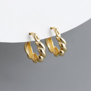 Silver Plain Chunky Chic Twist Hoop Earrings Gold Plated Sterling Silver Hoop Earrings