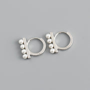 Sterling Silver High Quality Simple Beautiful Pearl Hoop Earring