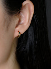 Sterling Silver Round Oil Drip Enamel Glaze Gold Plated Hoop Earring