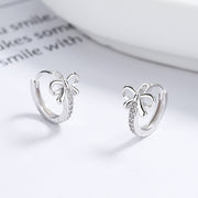 Sterling Silver Bow Bowknot Zircon Gold Plated Hoop Earrings