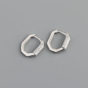 Sterling Silver Punk Rivet Micro-Inlaid Personality Hip Hop Earring Hoop Earring