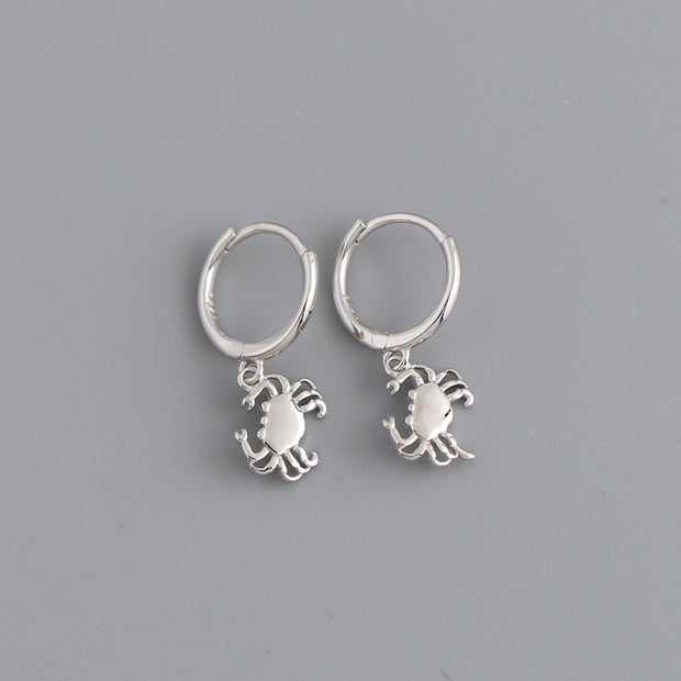 Sterling Silver Simple Plain Animal Crab Shape Hoop Earring