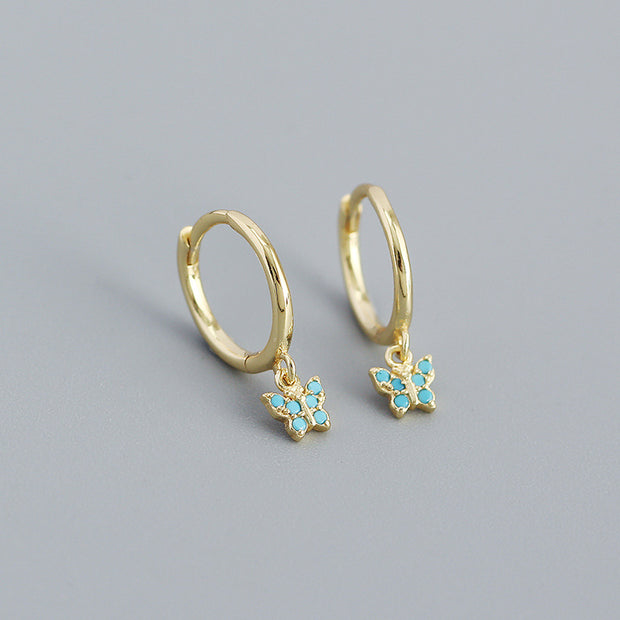 Sterling Silver Minimalist Butterfly Earrings Butterfly Shape Diamond Gold Hoop Earrings