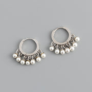 Sterling Silver Hoop Earrings for Women Luxury 18k Gold Plated Charms Pearl Earrings