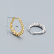 Twist Sterling Silver Micro Zircon Voluble U-Shaped Gold Plated Hoop Earring