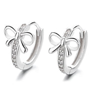 Sterling Silver Bow Bowknot Zircon Gold Plated Hoop Earrings