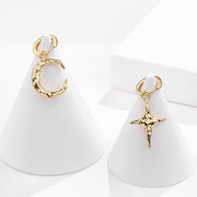 Sterling Silver Moon And Star Drop Hoop Gold Plated Earrings