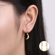 Sterling Silver Minimalist Moon Pendant Gold Plated Hoop Earrings