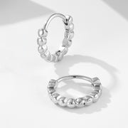 Geometric Round Bead-Shaped Gold-Plated Sterling Silver Hoop Earrings