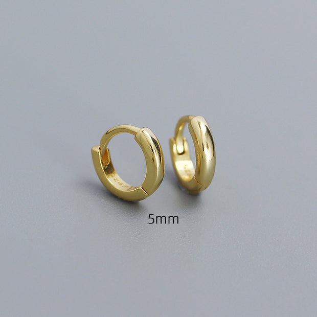 Sterling Silver Simple Round Gold-Plated Hoop Earrings