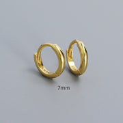 Sterling Silver Simple Round Gold-Plated Hoop Earrings