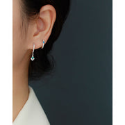 Sterling Silver Trendy Jewelry Beautiful Round Shape With Blue Opal Hoop Earring