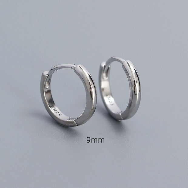 Sterling Silver Simple Round Gold-Plated Hoop Earrings