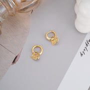 Sterling Silver Irregular Texture Heart Pendant Gold-Plated Hoop Earrings