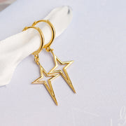 Sterling Silver Cross Star Dangle Hoop Earrings for Women Charms