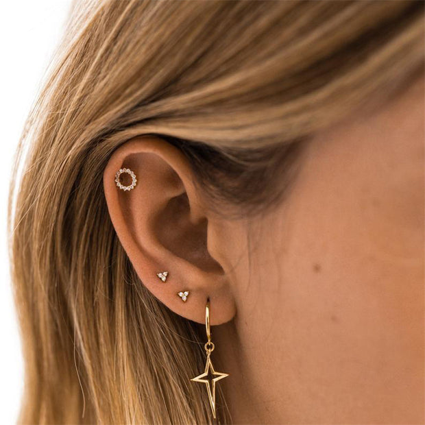 Sterling Silver Cross Star Dangle Hoop Earrings for Women Charms