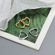 Sterling Silver Heart Smooth Surface Gold Plated Hoop Earring