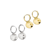 Sterling Silver Irregular Wave Shaped Round Surface Gold Plated Hoop Earrings