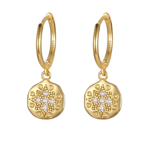 Sterling Silver Baroque Drop Luxury Gold Plated Hoop Earrings