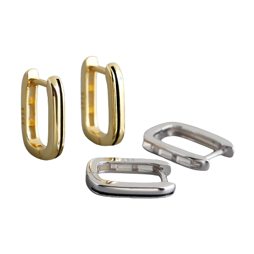 Sterling Silver U-Shape Doil Drip Enamel Gold Plated Hoop Earring Jewelry