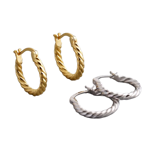 Sterling Silver Twist Irregular Chic Hoop Earring Jewelry For Women