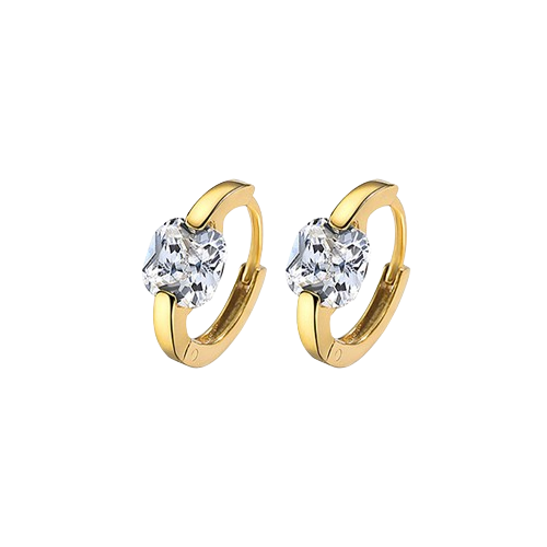 Sterling Silver Square Zircon Gold Plated Hoop Earrings