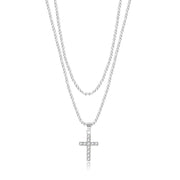 Sterling Silver Cross Pendant Double-Layered Necklace – Fine Jewelry for Women