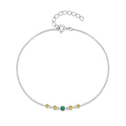 925 Silver Chain Bracelet Jewelry for Women, 18K Gold-Plated Sterling Silver with Emerald and Diamond Accents