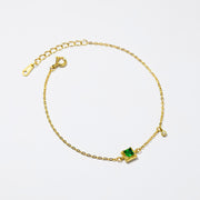 925 Sterling Silver Square Emerald Zircon Bracelet – Gold Plated Minimalist Bracelet