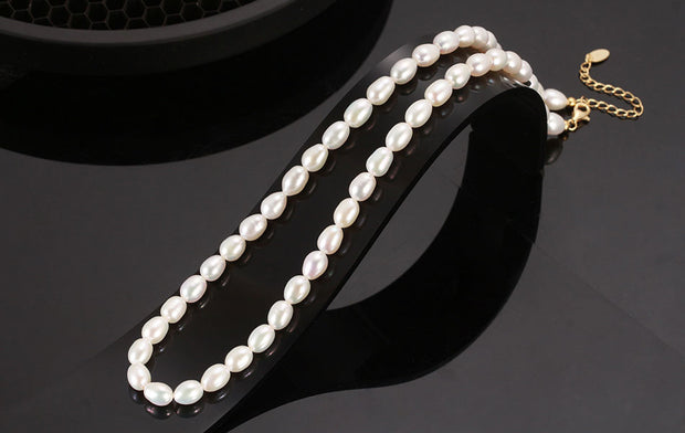 925 Silver Fine Jewelry Gold Plated Natural Pearl Chain Necklace for Women